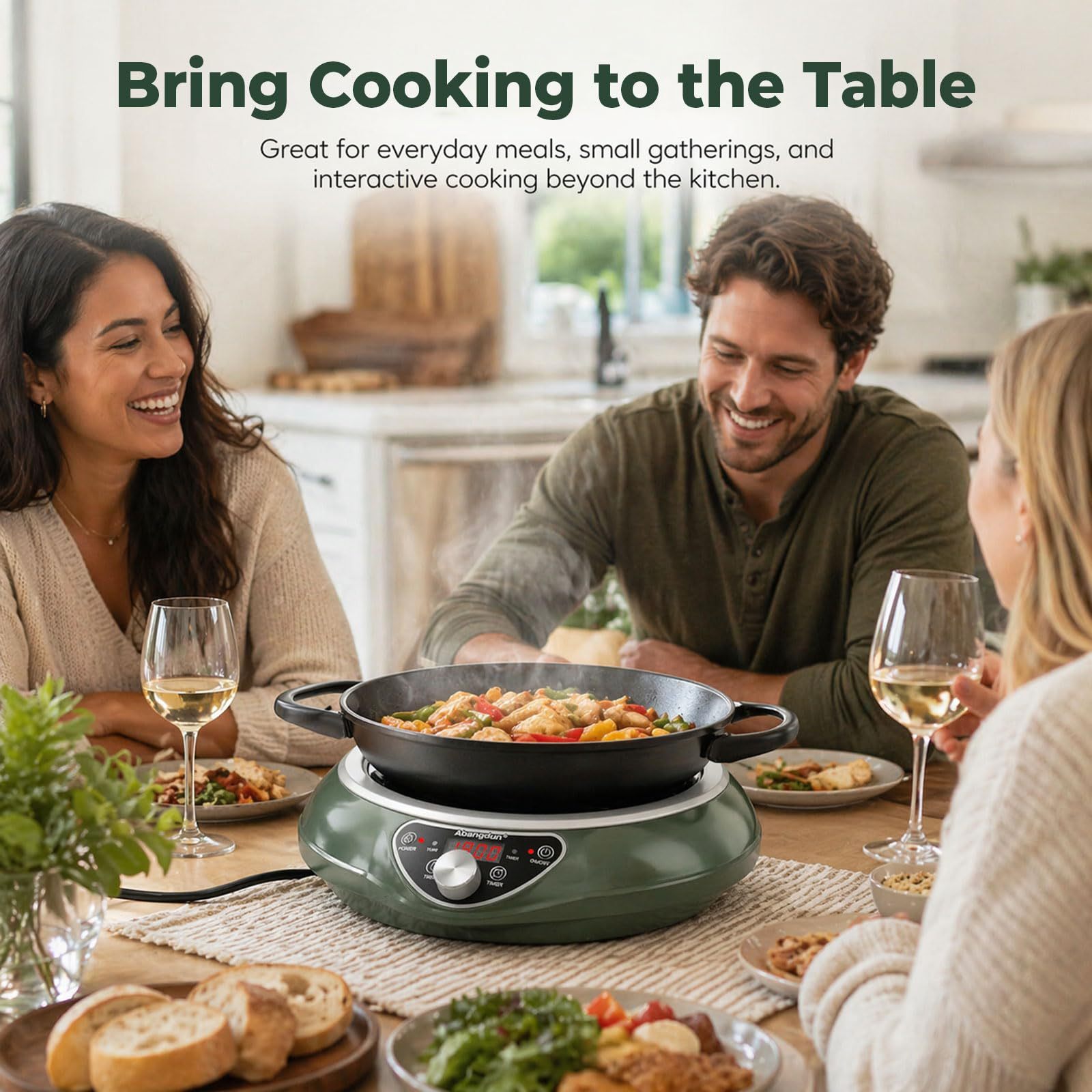 1700W Induction Cooktop Electric Stove Concave Wok