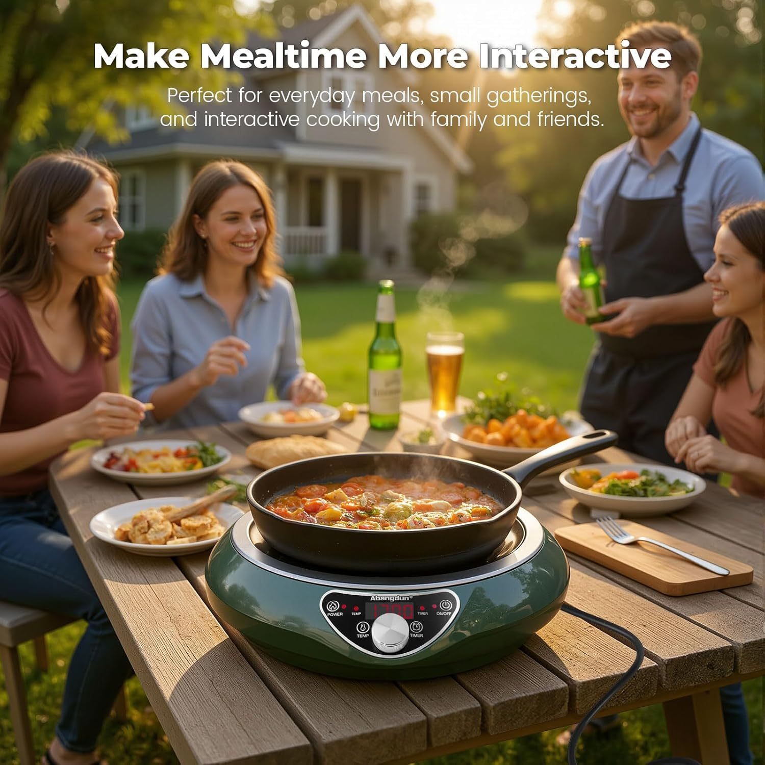 1700W Induction Cooktop Electric Stove Concave Wok