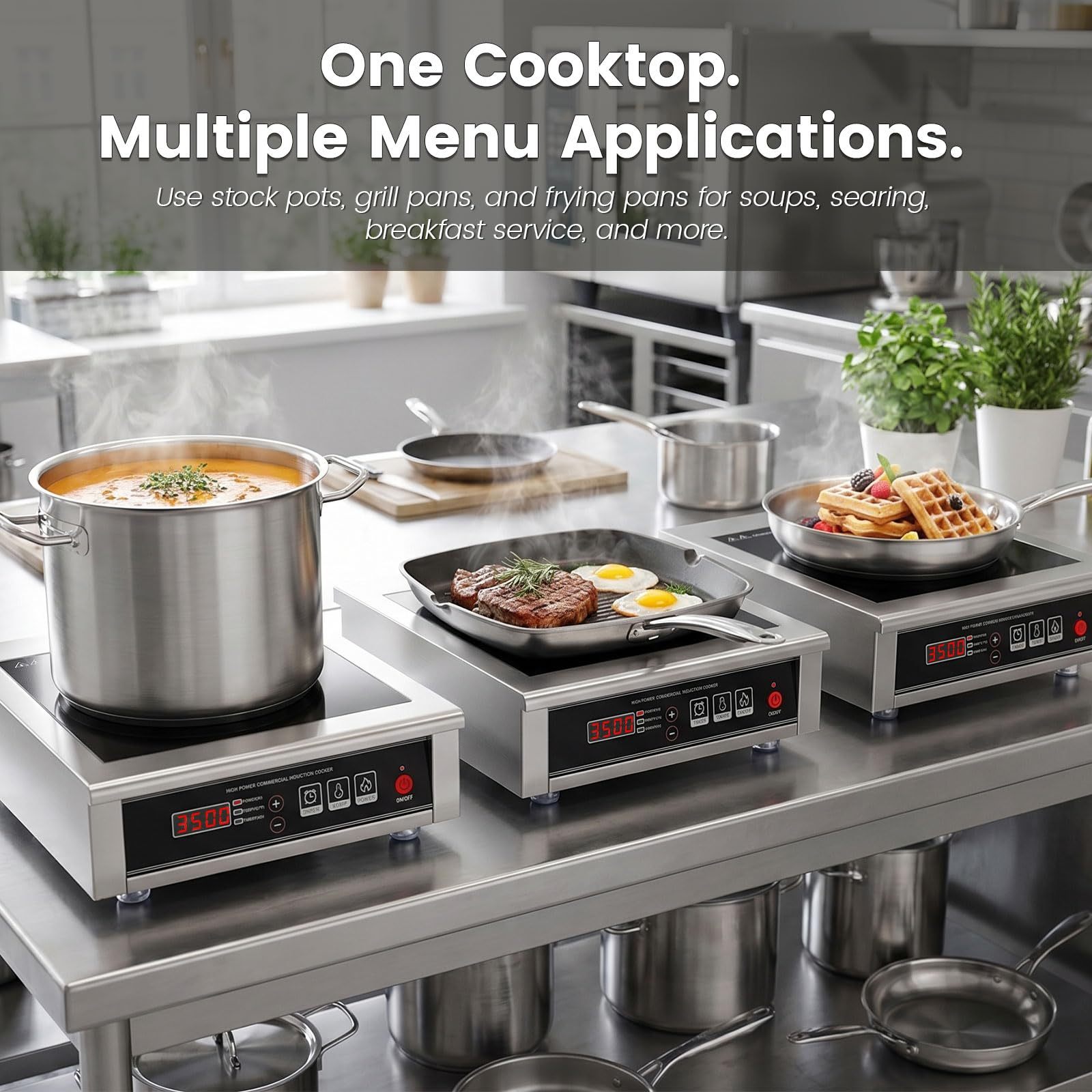 3500W 220V-240V Commercial Induction Cooktop With Button&Knob Control