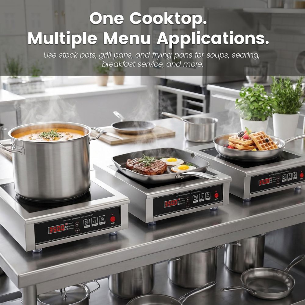 3500W 220V-240V Commercial Induction Cooktop With Button&Knob Control