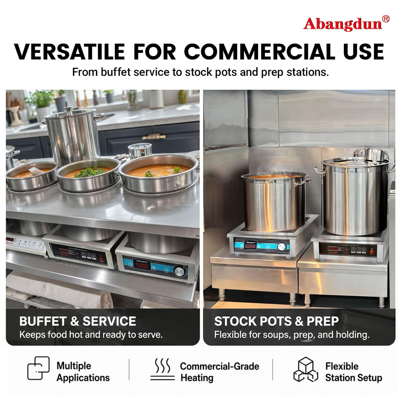 3500W 220V-240V Commercial Induction Cooktop With Button&Knob Control