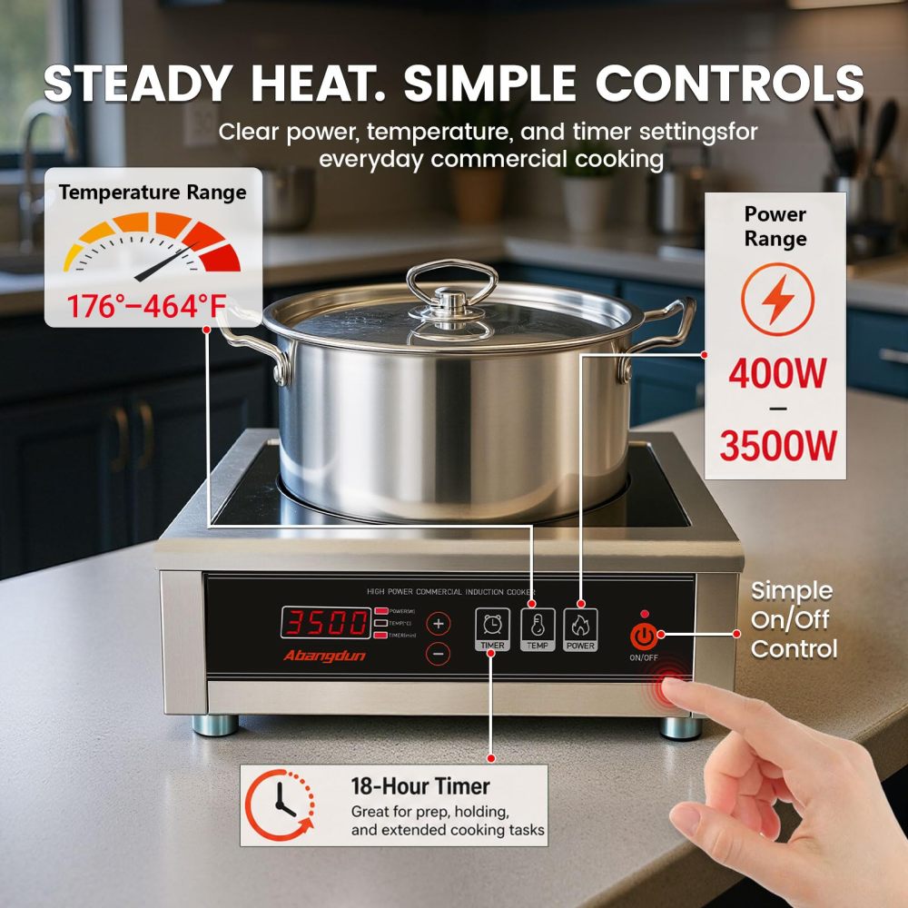 3500W 220V-240V Commercial Induction Cooktop With Button&Knob Control