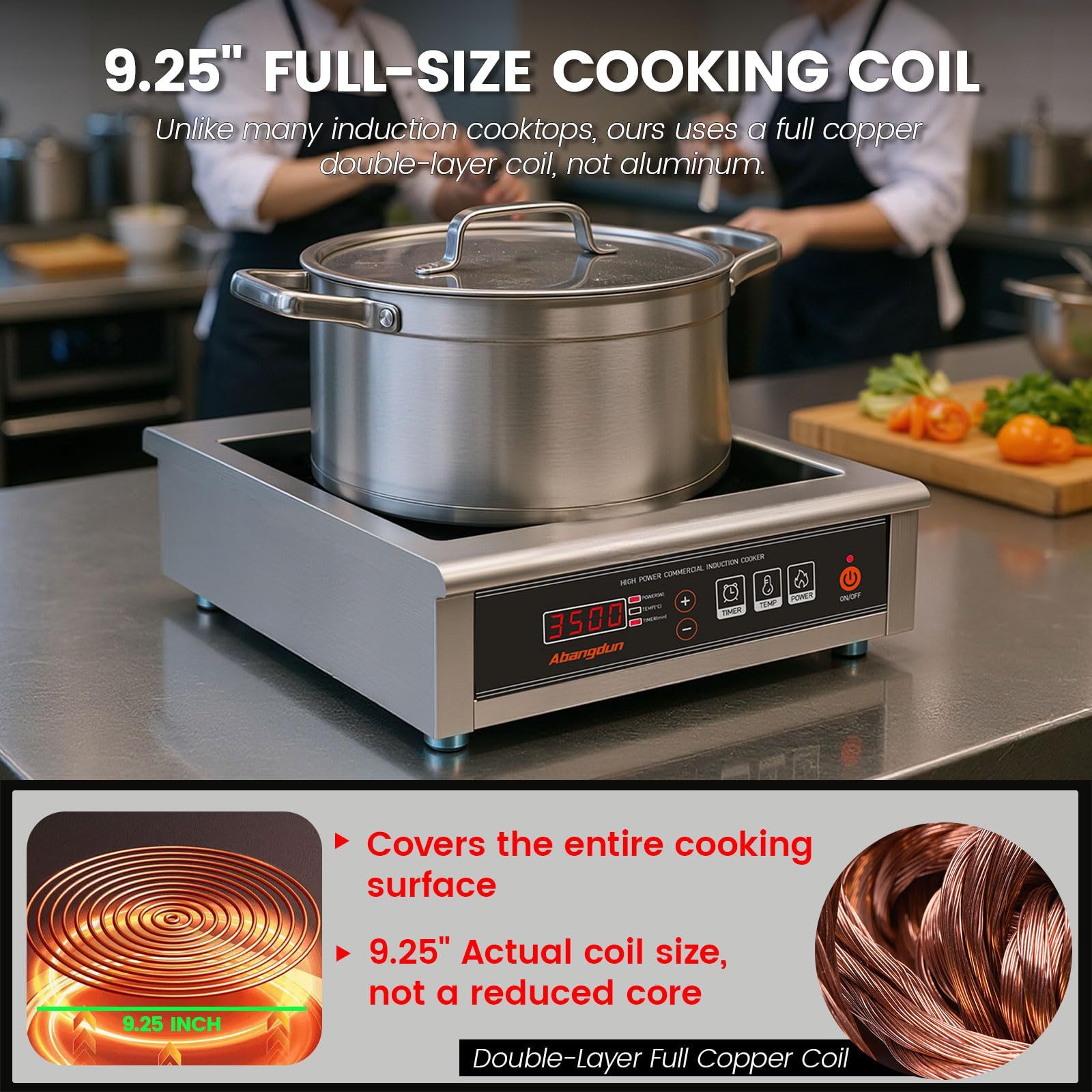 3500W 220V-240V Commercial Induction Cooktop With Button&Knob Control