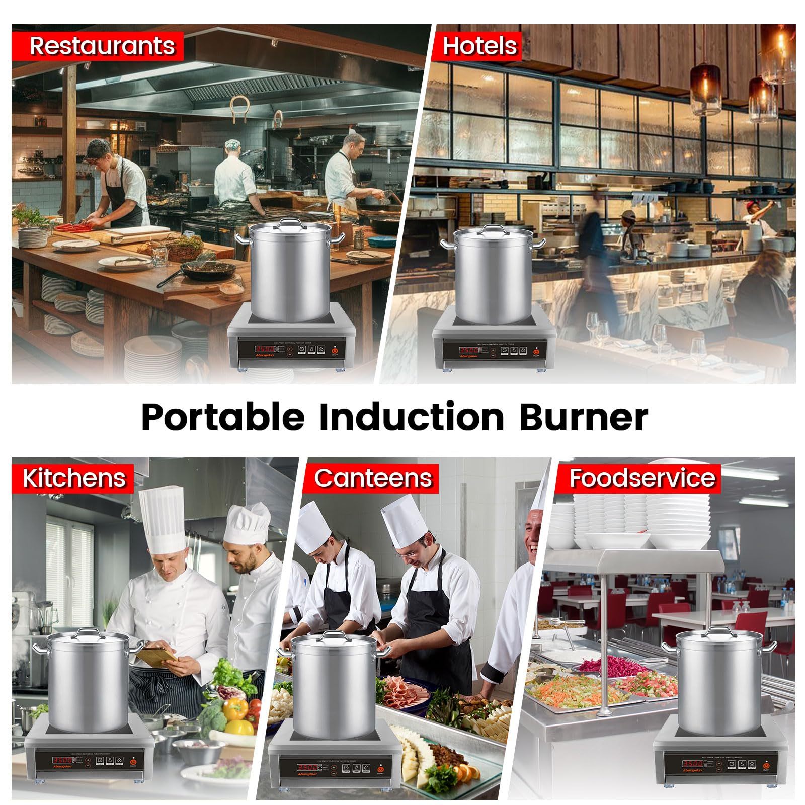 3500W 220V-240V Commercial Induction Cooktop With Button&Knob Control