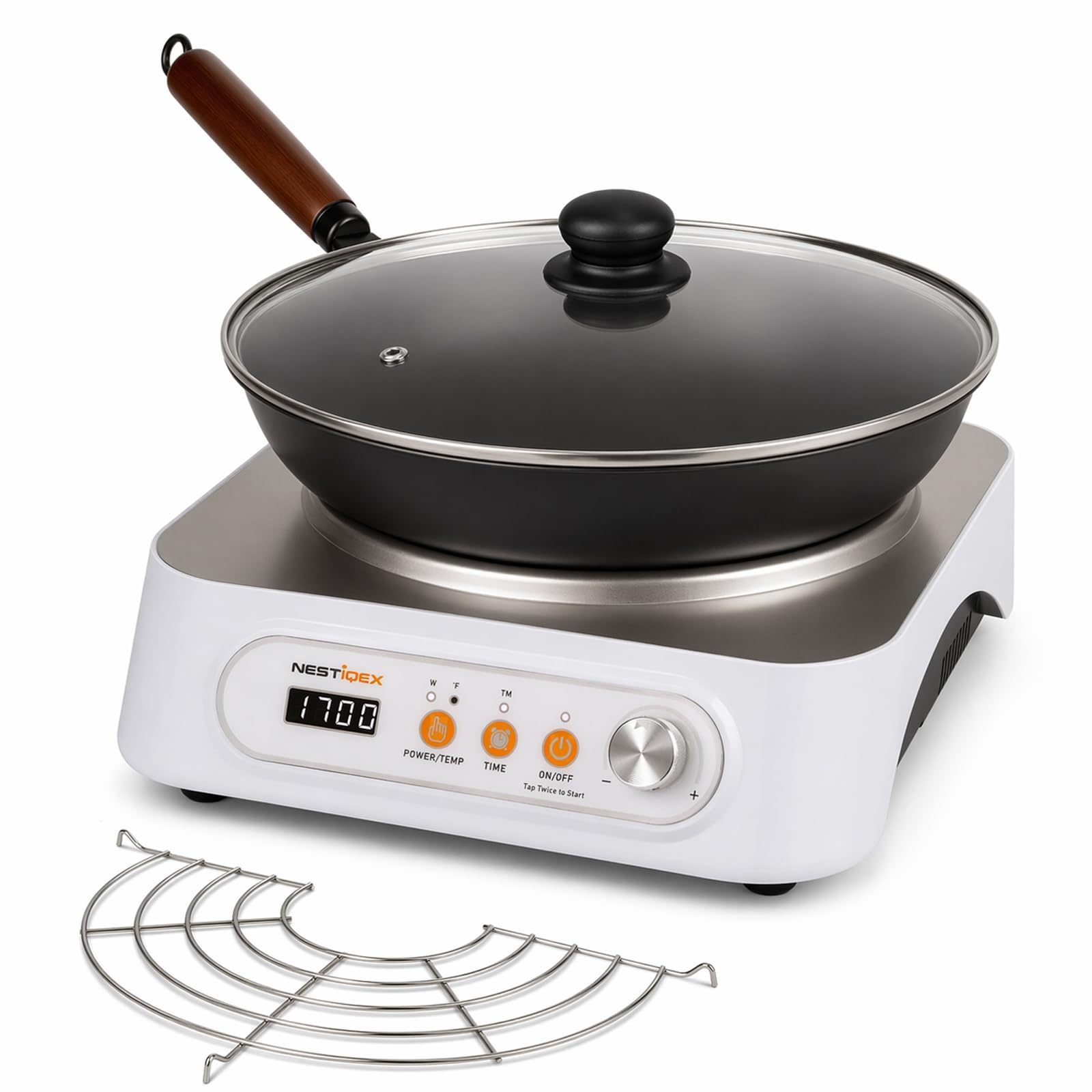 1700W Induction Cooktop With 13" Carbon Steel Wok