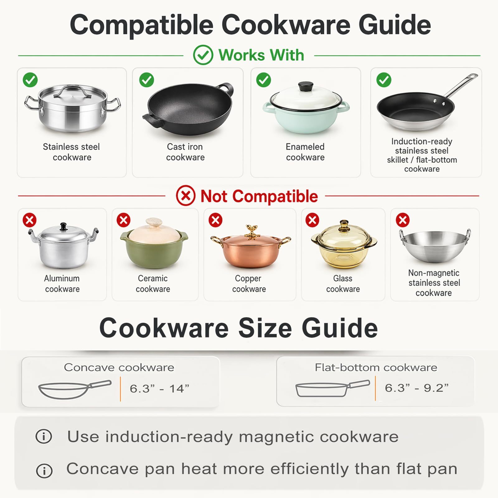 1700W Induction Cooktop With 13" Carbon Steel Wok