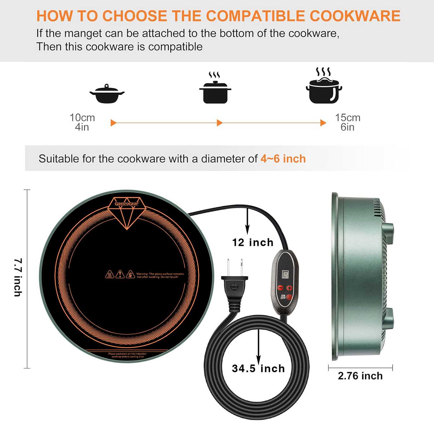 700W Remote Wired Button Panel Control Mini Induction Cooktop With Stainless Steel Moka Pot