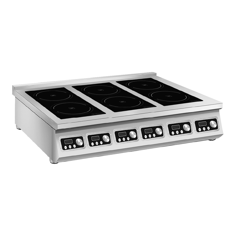3500W 3-Phase 6-Burner Countertop Induction Cooker With Touch&Knob Control | OEM/ODM Customizable