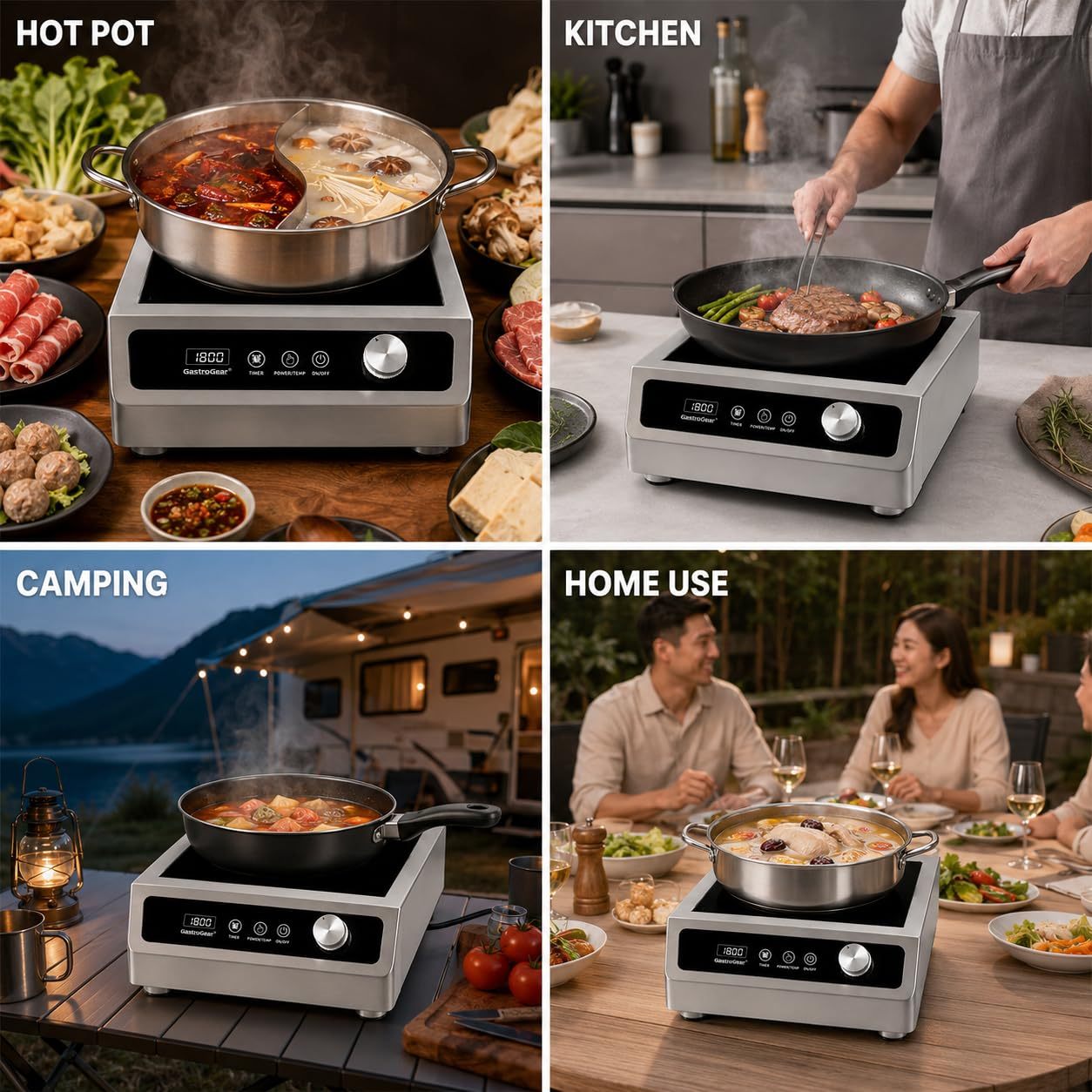 1800W 120V 9.25" Large Coil Commercial Induction Cooktop With Touch&Knob Control