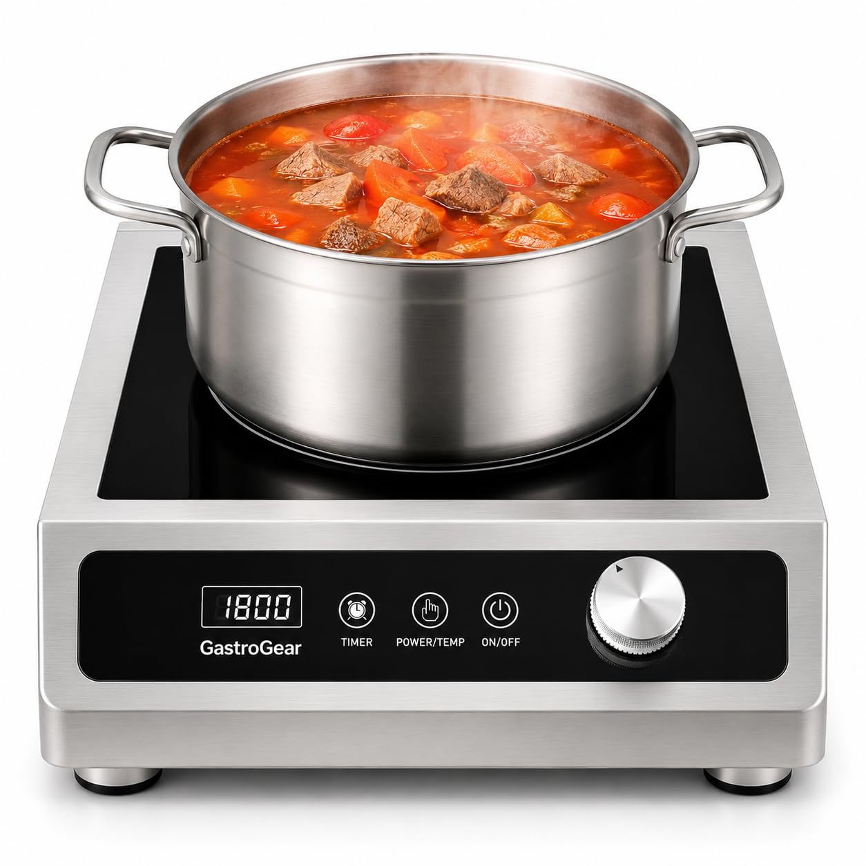 1800W 120V 9.25" Large Coil Commercial Induction Cooktop With Touch&Knob Control