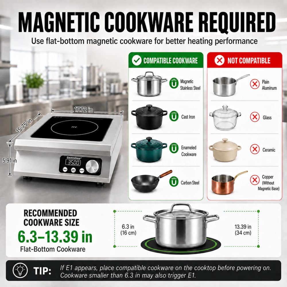 3500W 120V 9.06 Inch Large Coil Commercial Induction Cooktop With 18H Timer