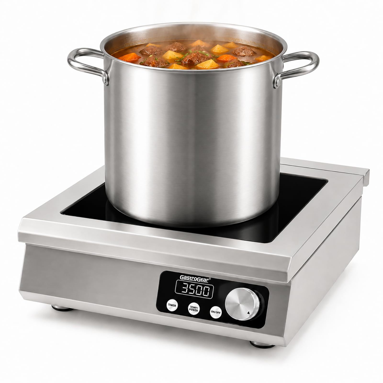 3500W 120V 9.06 Inch Large Coil Commercial Induction Cooktop With 18H Timer