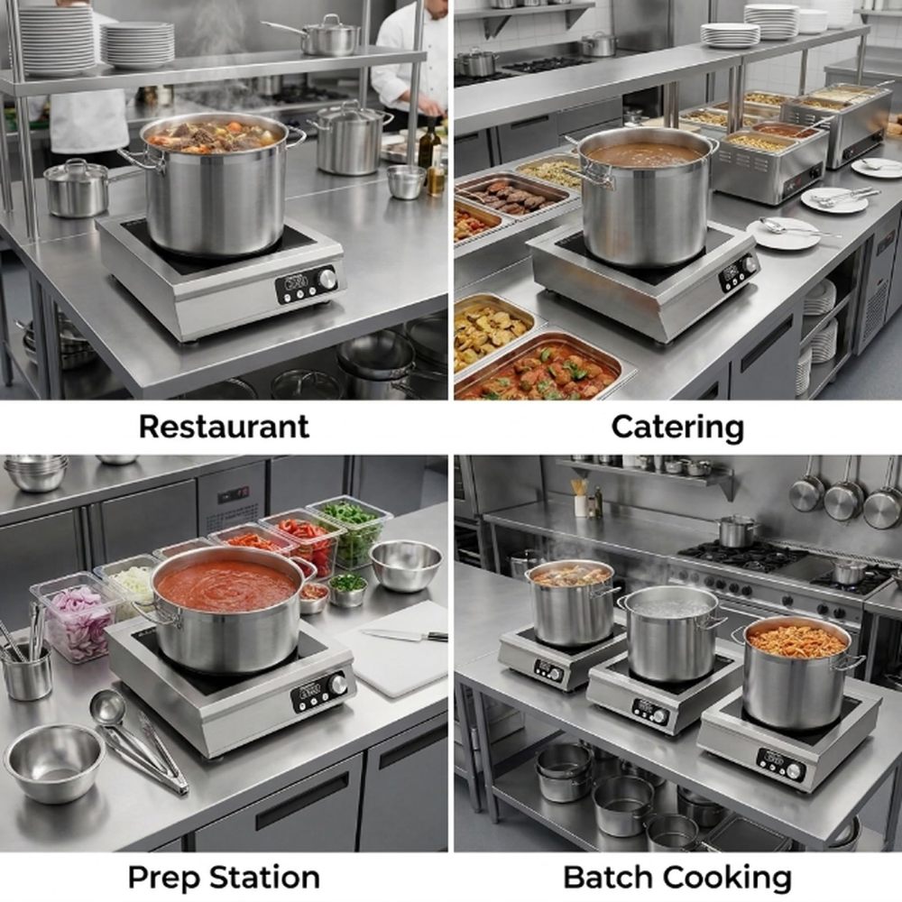 3500W 120V 9.06 Inch Large Coil Commercial Induction Cooktop With 18H Timer
