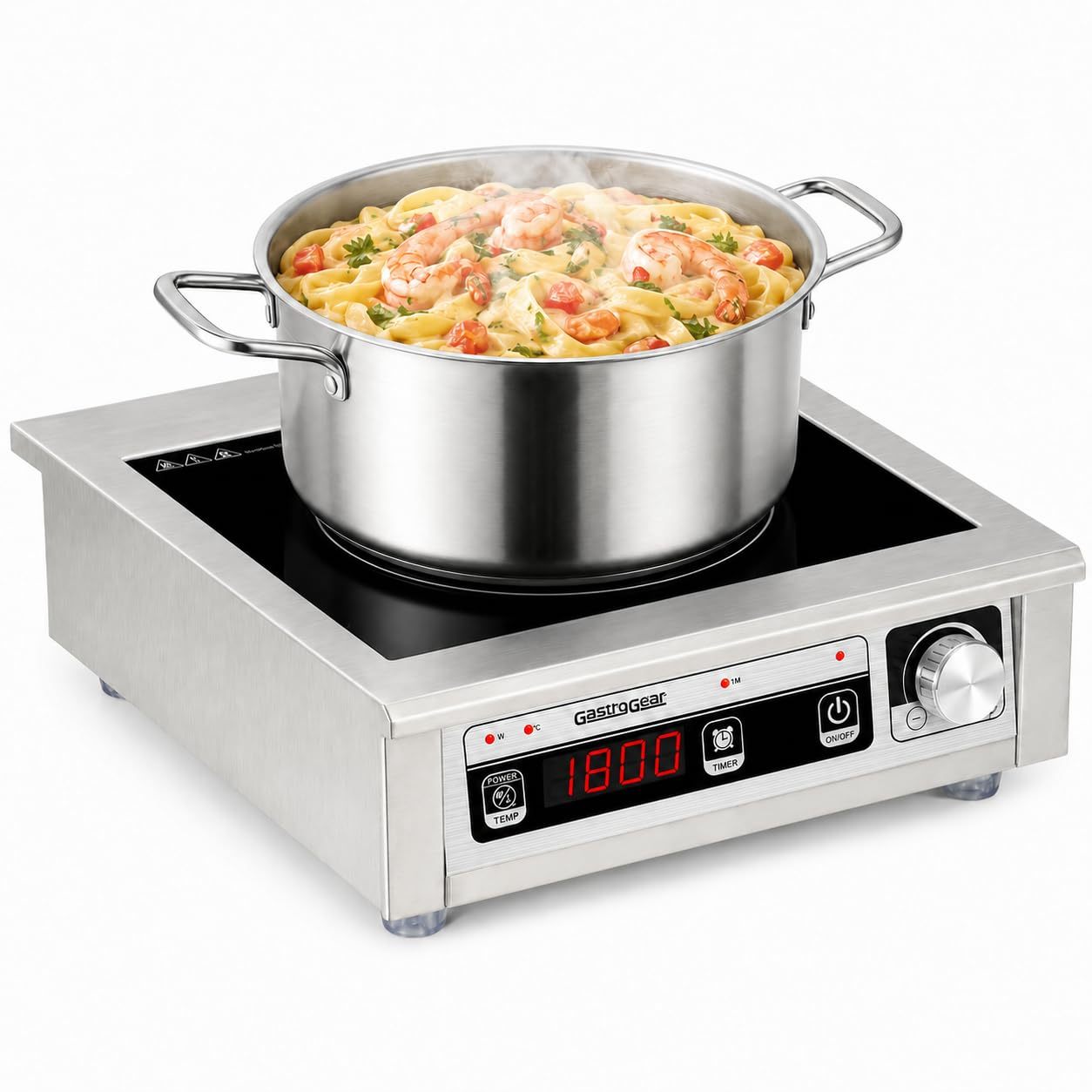 GastroGear 1800W Commercial Induction Cooktop  With Button&Knob Control