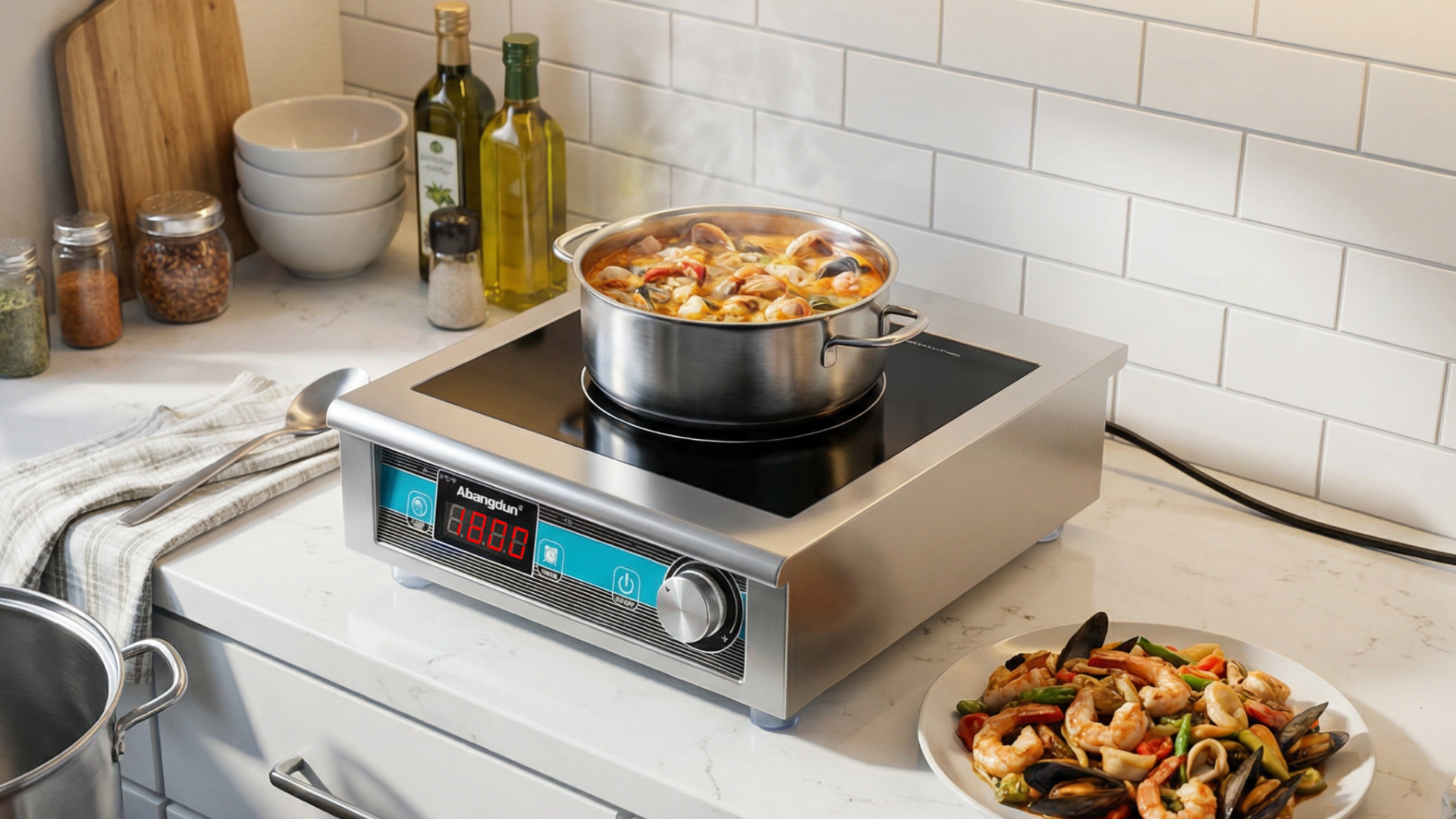 1800W Commercial Induction Cooktop  With Button&Knob Control