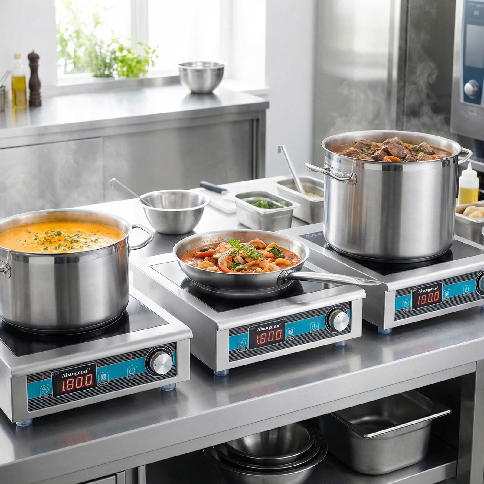 1800W Commercial Induction Cooktop  With Button&Knob Control