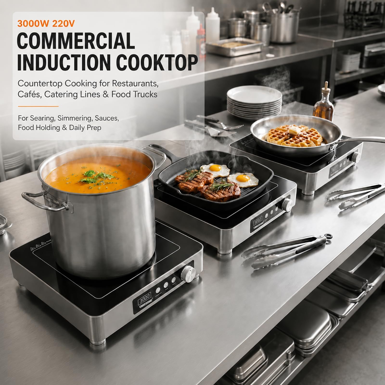 GastroGear 1800W  Large Heating Area Induction Cooktop with Touch&Knob Control