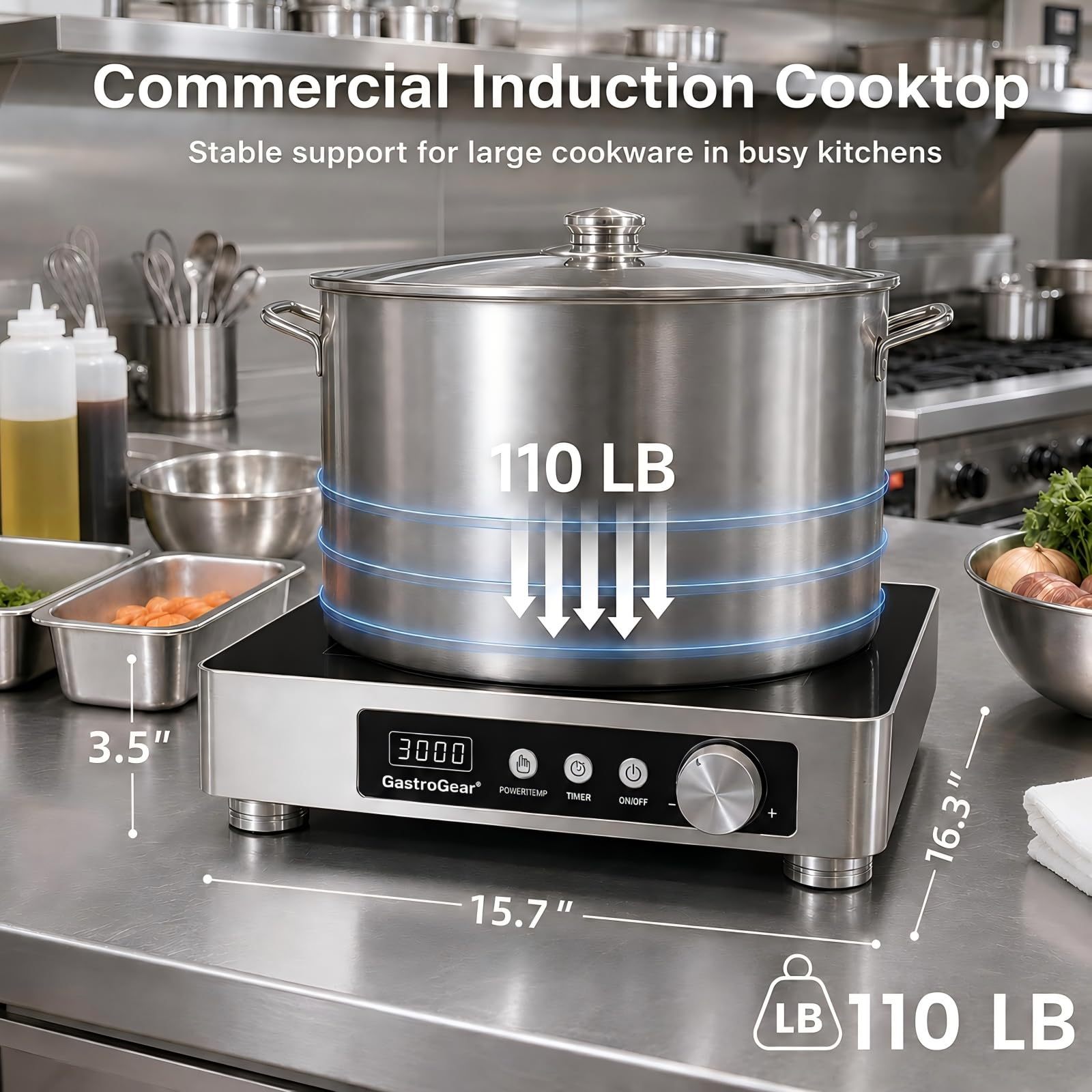 GastroGear 1800W  Large Heating Area Induction Cooktop with Touch&Knob Control