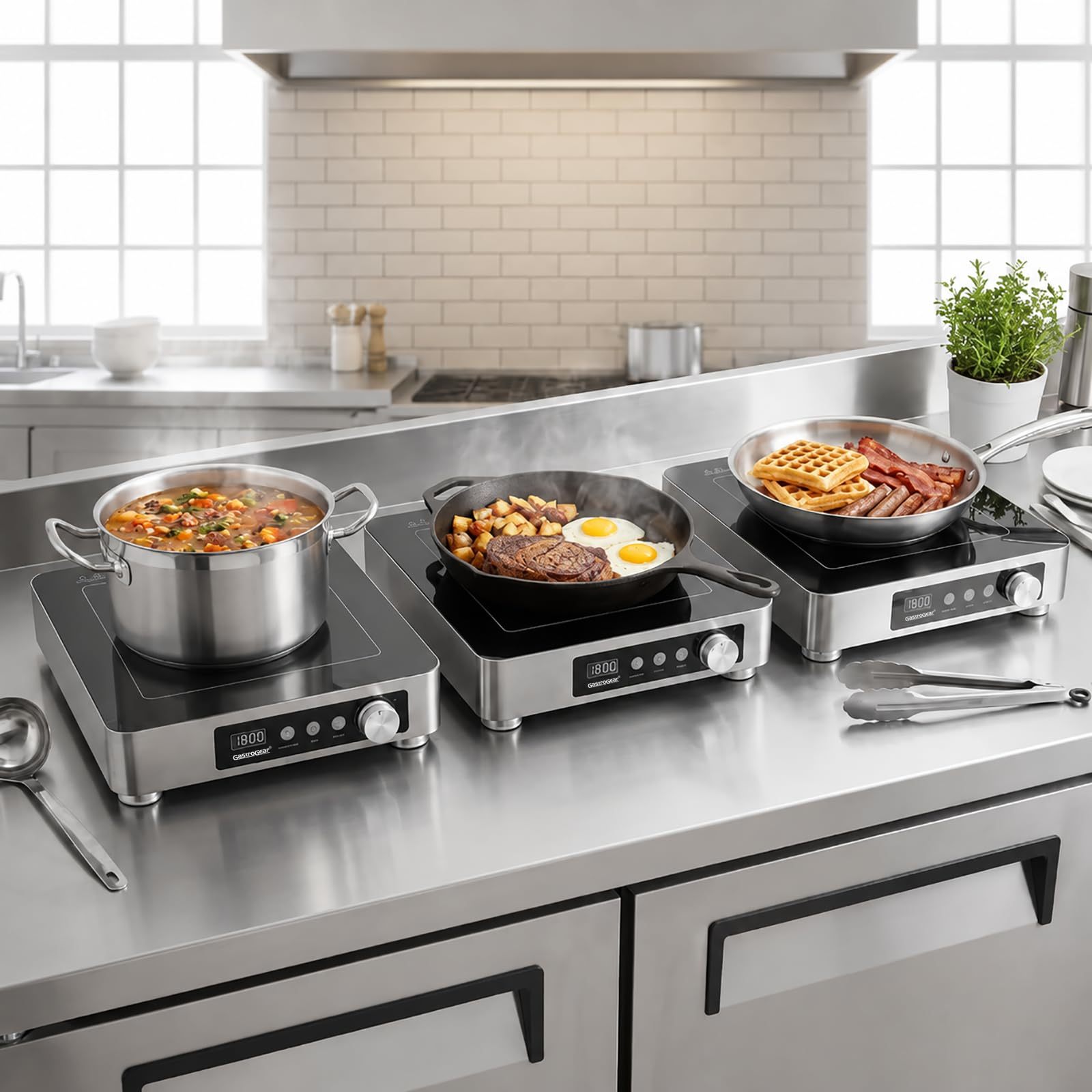 GastroGear 1800W  Large Heating Area Induction Cooktop with Touch&Knob Control