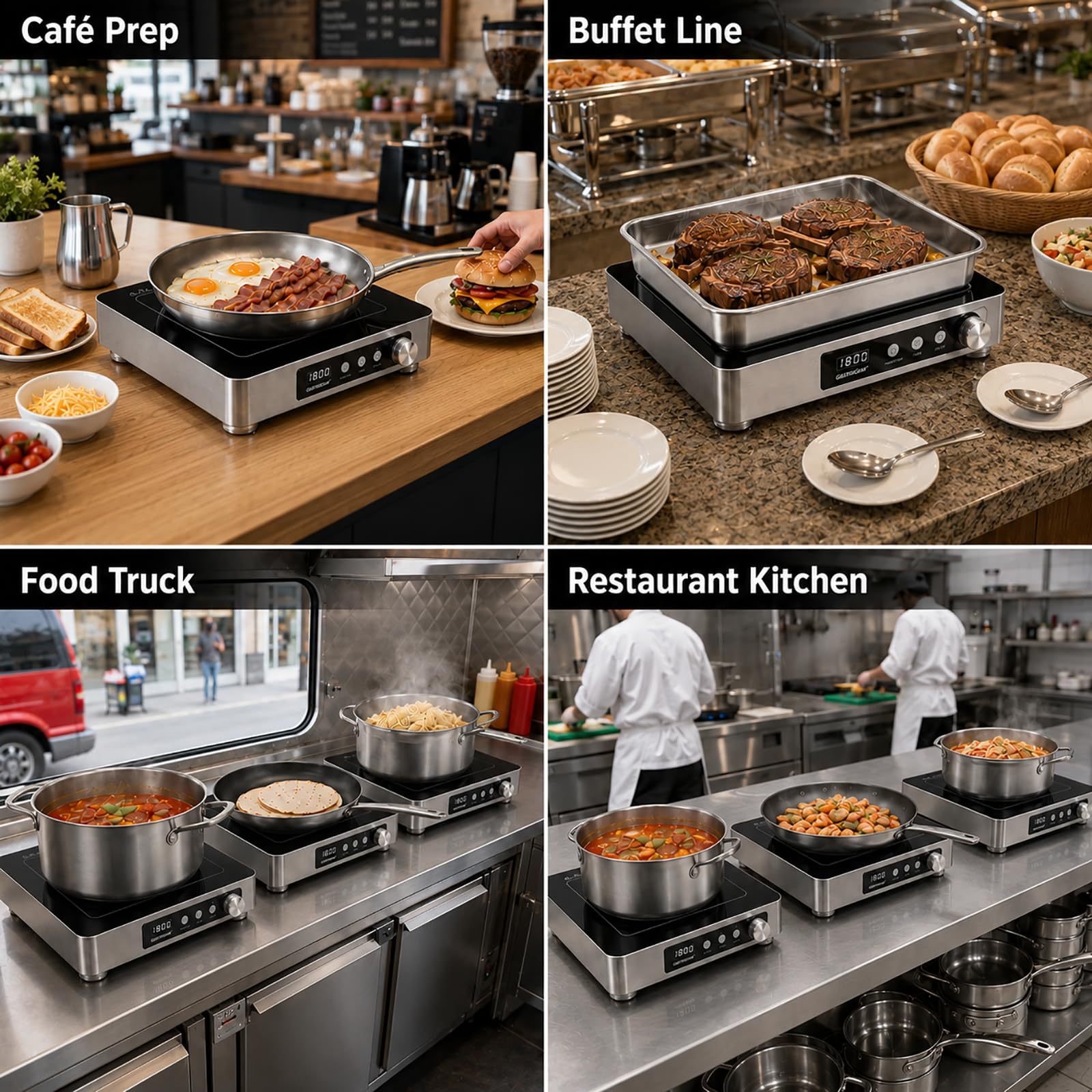 GastroGear 1800W  Large Heating Area Induction Cooktop with Touch&Knob Control