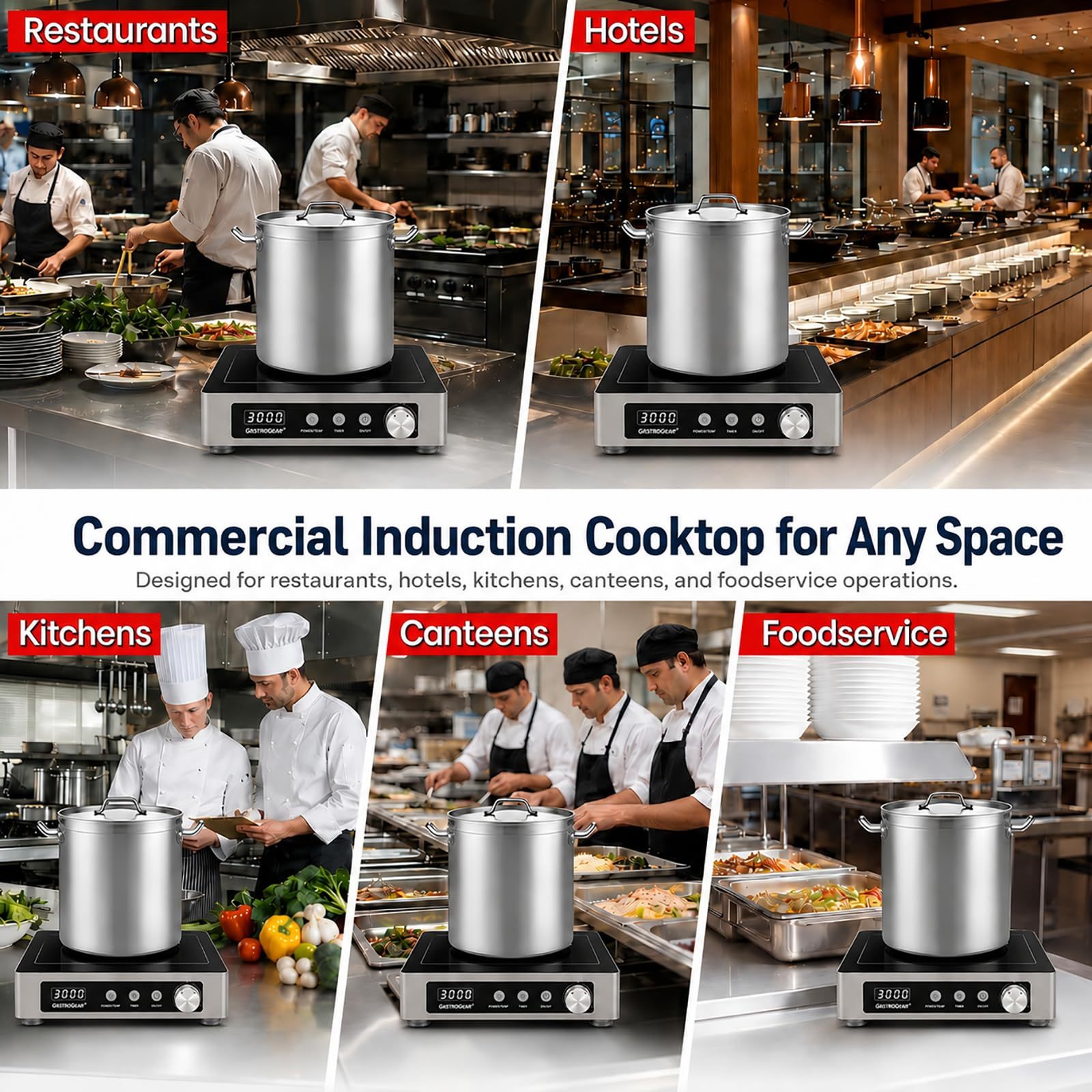 GastroGear 1800W  Large Heating Area Induction Cooktop with Touch&Knob Control