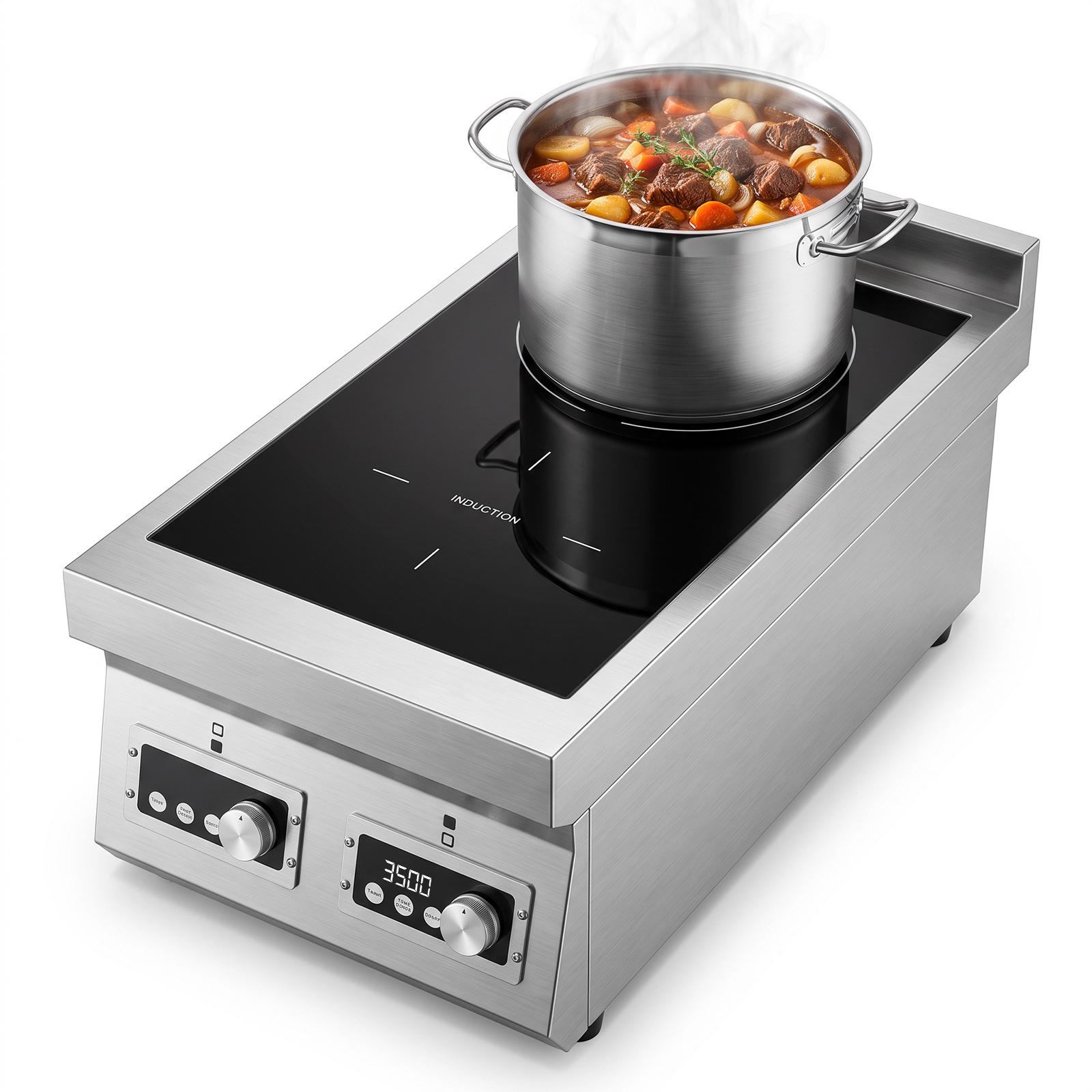 3500W 3-Phase 2-Burner Countertop Induction Cooker With Touch&Knob Control | OEM/ODM Customizable