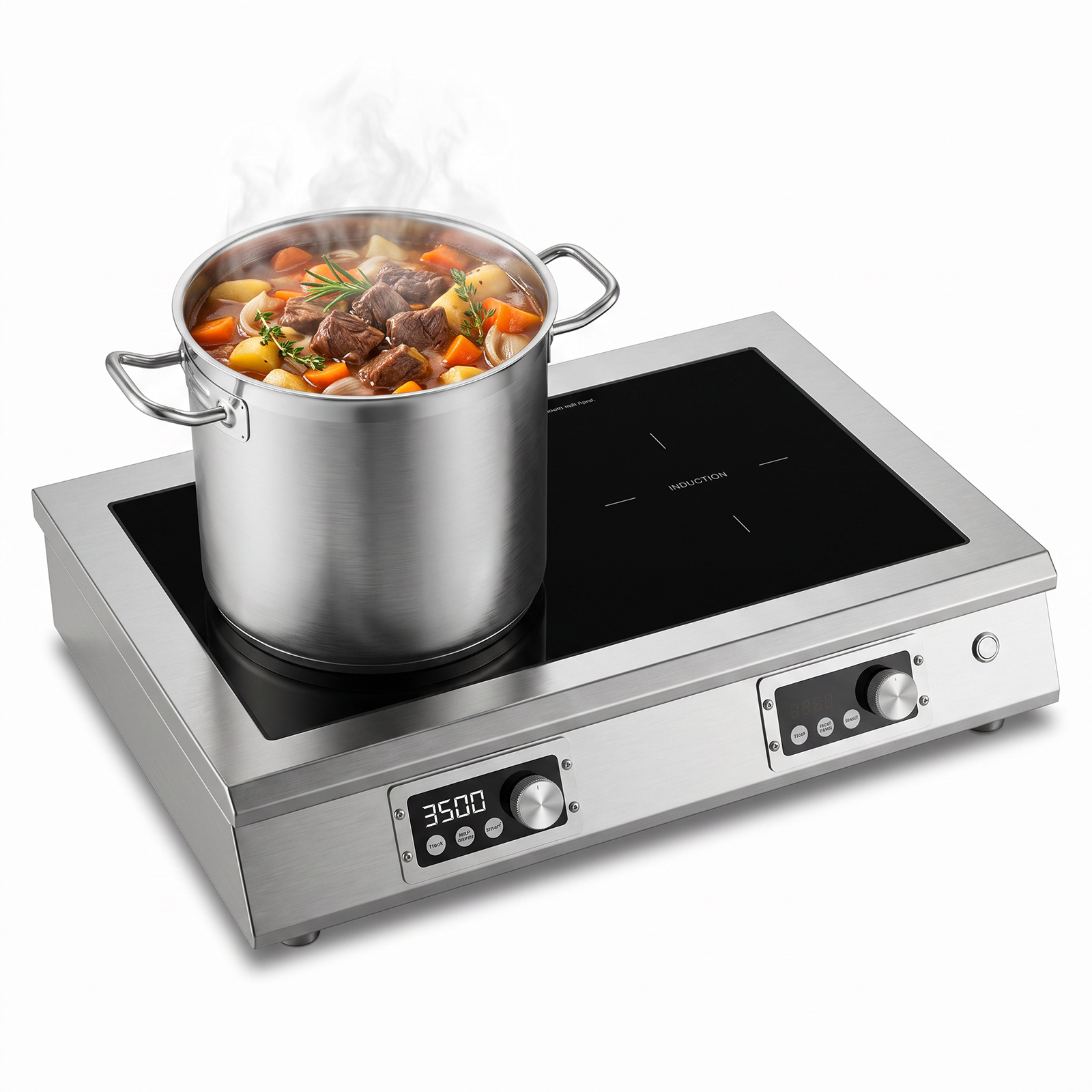 3500W 3-Phase 2-Burner Countertop Induction Cooker With Touch&Knob Control | OEM/ODM Customizable