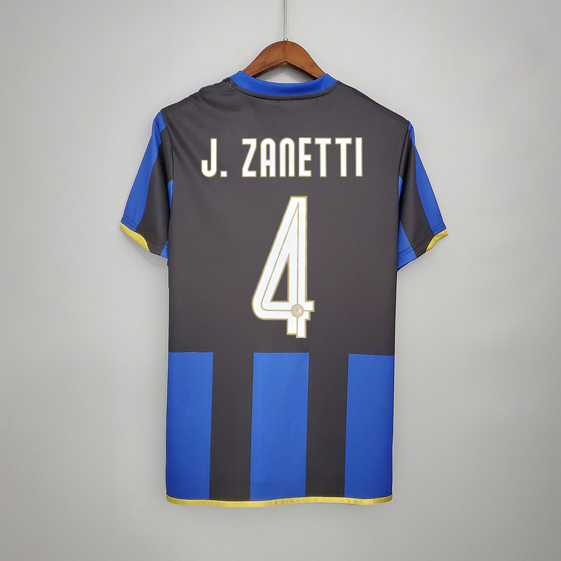 Retro 2008-09 Inter Milan home J. ZANETTI IBRAHIMOVIC FIGO BALOTELLI Football jersey retro