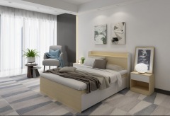 Lit double en bois avec rangement