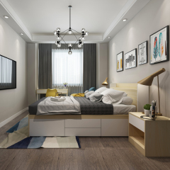 工厂价木制双人床，带储物空间，中国制造