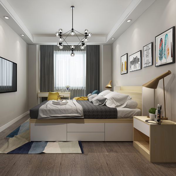 工厂价木制双人床，带储物空间，中国制造