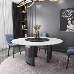 6 Chairs Round Rotating Dining Table