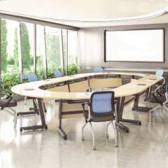 أثاث مدرسي قابل للطي والتحريك، مصنوع من أرجل فولاذية مدلفنة على البارد، مكتب تدريب معدني لغرفة التدريب