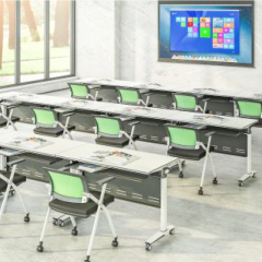 带4个静音轮子的会议桌，矩形滚动多功能电脑桌，可折叠办公桌