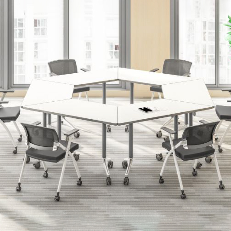 trapezoidal hexagonal shape conference meeting room seminar table