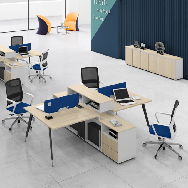 适用于办公室、书房、教室、图书馆的专业 4 人工作站办公桌