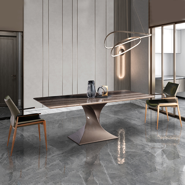 Carbon Glass Natural Stone Premium Dining Table Set