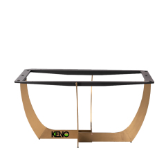 Marble Effect Dining Table, Rectangular Coffee Table with Gold Metal Legs
