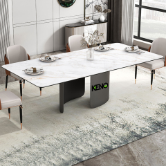 Dining Table 160cm for 6 People, White Faux Marble Top Dining Table, Stainless Steel Table Legs, With Chairs