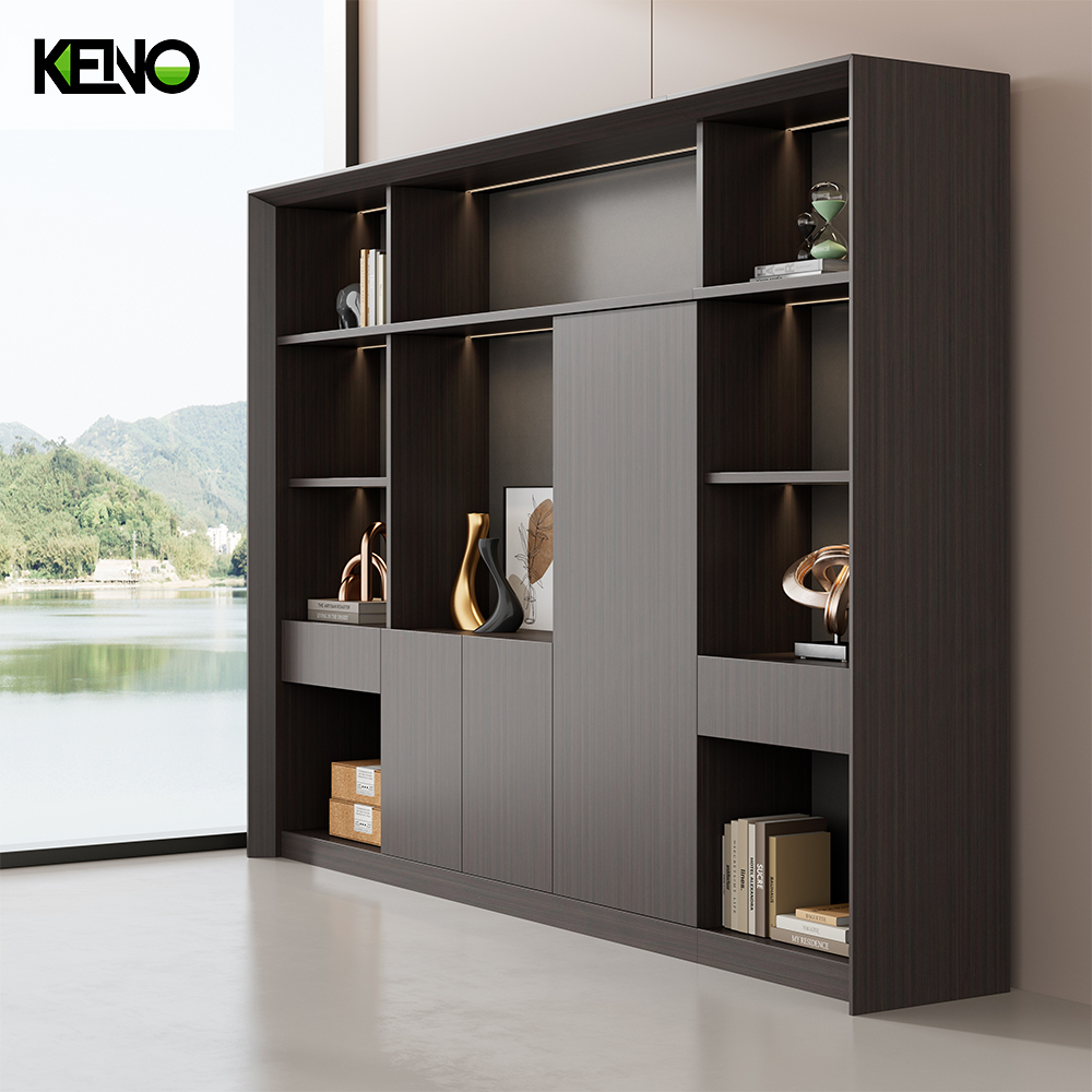 Modular Furniture Home Office PVC Laminated Cabinet and Table with Chair Set