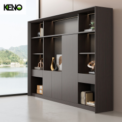 Modular Furniture Home Office PVC Laminated Cabinet and Table with Chair Set