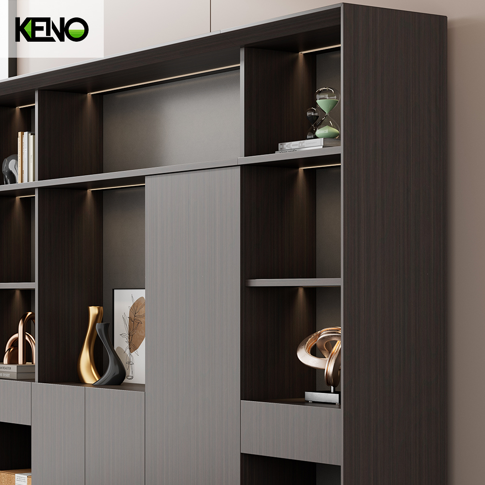 Modular Furniture Home Office PVC Laminated Cabinet and Table with Chair Set