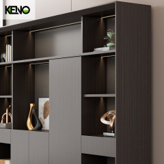 Modular Furniture Home Office PVC Laminated Cabinet and Table with Chair Set