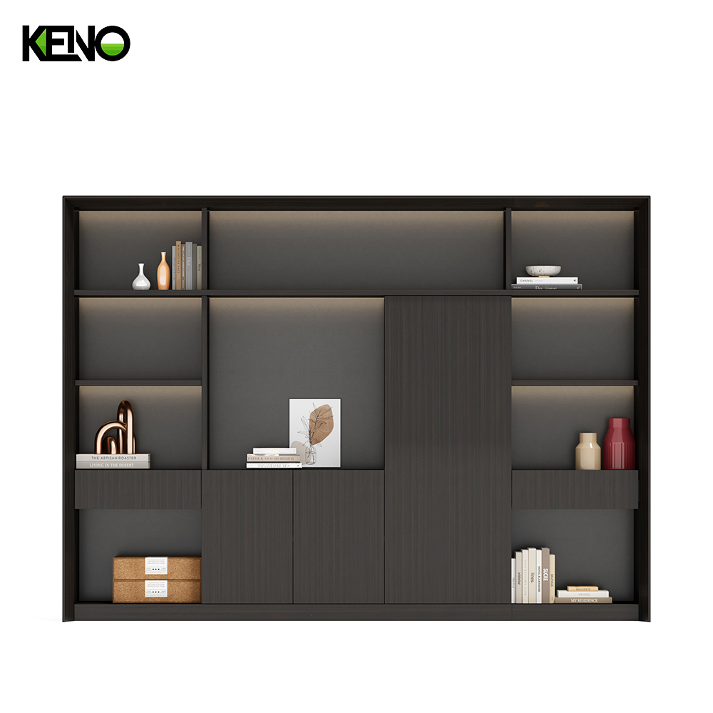 Modular Furniture Home Office PVC Laminated Cabinet and Table with Chair Set