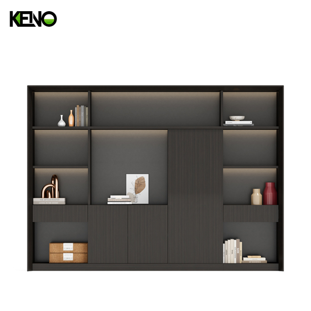 Modular Furniture Home Office PVC Laminated Cabinet and Table with Chair Set