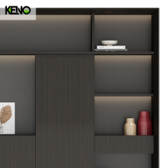 Modular Furniture Home Office PVC Laminated Cabinet and Table with Chair Set