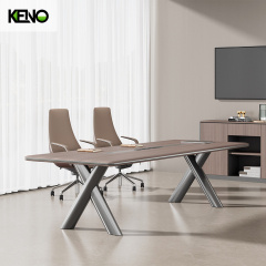 模块化大型木制会议室，3米桌椅，可容纳10人，带电源插座