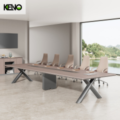 模块化大型木制会议室，3米桌椅，可容纳10人，带电源插座