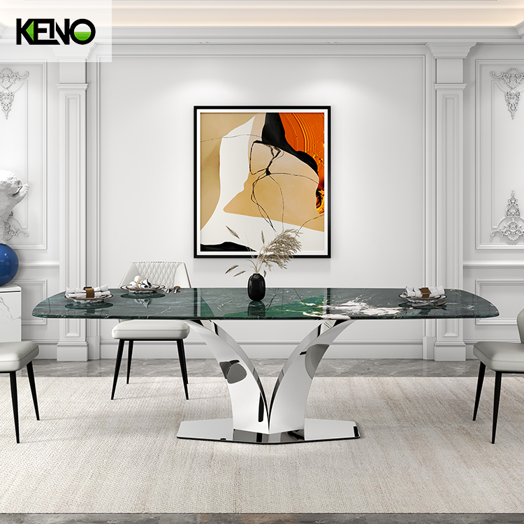 Steel Dining Table Set 6 Seater Marble Top for Rectangular Square Marble Dining Table Price