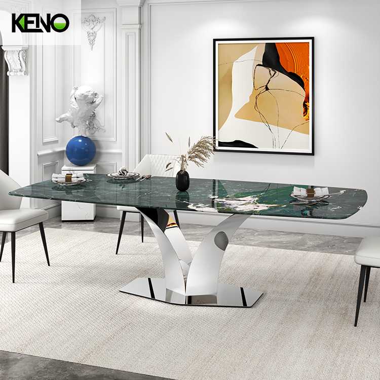 Steel Dining Table Set 6 Seater Marble Top for Rectangular Square Marble Dining Table Price